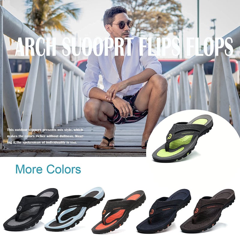 Pulltop Flip Flops for Men, Mens Thong Sandals Waterproof Shower Sandals Summer Outdoor Slippers Non Slip Beach Sandals for Men - Image 5